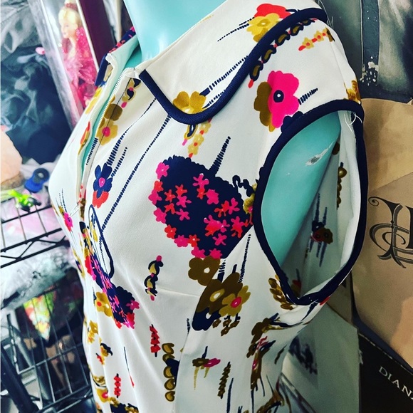 🔥VINTAGE MOD 1960’s TWIGGY STYLE FLORAL RETRO DRESS L/XL - Picture 7 of 9
